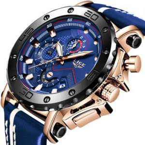 2019 New LIGE Mens Watches Top Brand Luxury Big Dial Military Quartz Watch Casual Leather Waterproof Sport Chronograph Watch Men