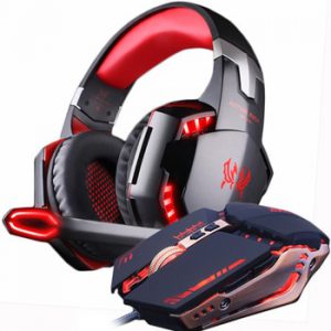 Gaming Headset and Gaming Mouse 4000 DPI Adjustable Stereo Gamer Earphone Headphones + Gamer Mice LED Light Optical USB Wired