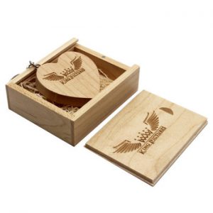 SHANDIAN free custom logo wooden Heart USB + BOX USB Flash Drive Pendrive 64GB 32GB 16GB 8GB U Disk photography wedding gifts