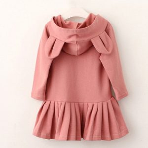 Bear Leader Girls Dress New Brand Baby Girls Blouse Rabbit Ears Hooded Ruched Long Sleeve Children Clothing Dress Girls Clothes