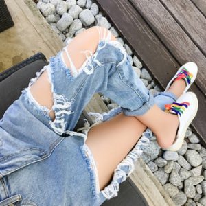 WITHZZ New Arrival 5XL Ripped Jeans Women's Loose Thin Jeans Women Pants Breeches Overalls Vintage Female Torn Trousers