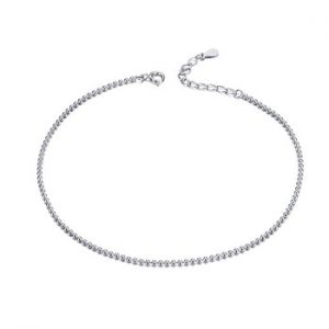 BAMOER Hot Sale Simple Essential Bead Link Anklets 925 Sterling Silver Bracelet for Foot Jewelry Silver Female Leg Chain SCT002