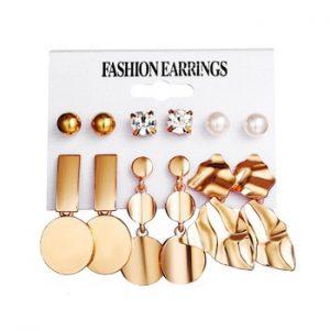 IF ME Fashion Gold Sequin Metal Geometric Drop Earring Set for Women Irregular Round Crystal Dangle Earrings Brincos Jewelry New