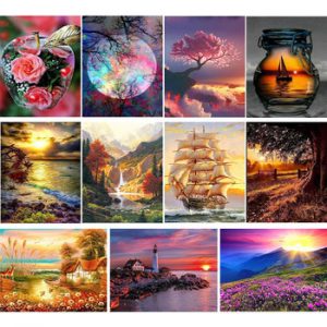 Gatyztory 5D DIY Diamond Painting Landscape Full Square Drill Cross Stitch Embroidery rhinestone pictures Home Decor Gift