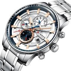 Mens Watches CURREN New Fashion Stainless Steel Top Brand Luxury Multi-function Chronograph Quartz Wristwatch Relogio Masculino