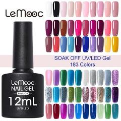 LEMOOC 12ml Colorful Gel Nail Polish Shiny Glitter Sequins Soak Off Nails Painted UV LED Gel Nail Art Design Gel Varnish