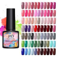 MAD DOLL 8ml 60 Colors Gel Nail Polish Pure Nail Color Nail Gel Lacquer Soak Off UV Gel Varnish Base Coat No Wipe Top Coat