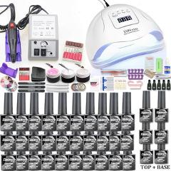 30pcs Nail Gel Polish Set Kit 80W UV LED Lamp Manicure Set Nail Art Salon For Manicure Tools WIth Nail Drill Machine