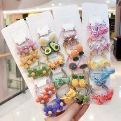 3/6/10Pcs/Set Girls Cute Cartoon Animals Fruit Elastic Hair Bands Scrunchies Ponytail Holder Headbands for Kids Hair Accessories