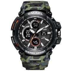 SMAEL Camouflage Military Watch Men Waterproof Dual Time Display Mens Sport Wristwatch Digital Analog Quartz Watches Male 1708