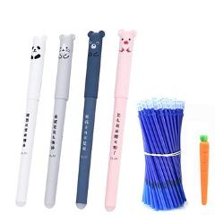 26Pcs/Lot Animals Erasable Pen 0.35mm Cute Panda Cat Pens Washable Handle Gel Pen 0.35 mm Refill Rods School Kawaii Stationery