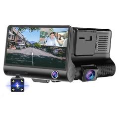 E-ACE Dashcam B28 Car DVRs 4 Inch Car Camera FHD 1080P Auto Recorder Dash Cam 3 Camera lens Registrator with Rear View Camera