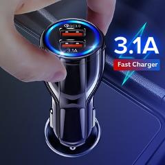 GETIHU 18W 3.1A Car Charger Quick Charge 3.0 Universal Dual USB Fast Charging QC For iPhone Samsung Xiaomi Mobile Phone In Car