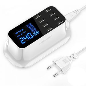 USLION 8 Port USB Charger HUB Quick Charge 3.0 LED Display Multi USB Charging Station Mobile Phone Desktop Wall Home EU Plug