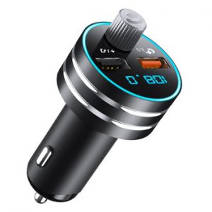 TOPK USB Car Charger Quick Charge 3.0 Dual USB Mobile Car Phone Charger with Bluetooth 5.0 FM Transmitter HandFree MP3 Card