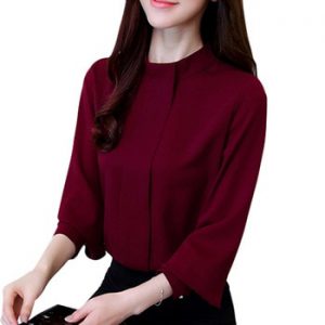 New Fashion 2019 women blouse shirt long sleeve plus size women's clothing red office lady shirt feminine tops blusas D208 30