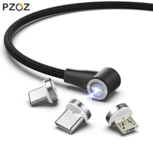 PZOZ 90 degree Magnetic Cable usb c Micro usb Type C Fast Charging Microusb Type-C Magnet Charger for iphone Xs MAX xiaomi usb-c