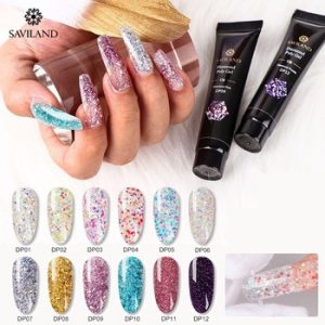 Saviland 15g Color PolyGel Finger Extension Glitter Poly gel Nail Gel Colors Diamond UV Building Gel Polish Fast Builder Gel