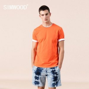 SIMWOOD 2020 summer new 100% cotton white solid t shirt men causal o-neck basic t-shirt male high quality  classical tops 190449