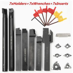 21PCS/SET DCMT CCMT Carbide Insert + 10mm Boring Bar Tool Holder + Wrench For Lathe Turning Tool