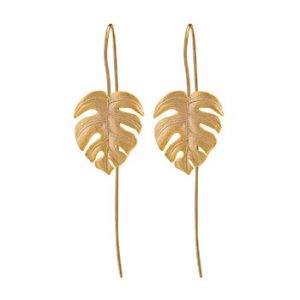 Lotus Fun Real 925 Sterling Silver Creative Handmade Design Fine Jewelry 18K Gold Monstera Leaves Drop Earrings for Women Bijoux