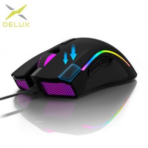 Delux M625 PMW3360 Sensor Gaming Mouse 12000DPI 12000FPS 7 Buttons RGB Back light Optical Wired Mice with Fire Key For FPS Gamer