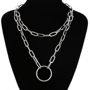 2019 New Chain necklace women/men punk rock circle pendant necklace  Vintage emo grunge Goth jewelry