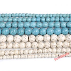 Free Shipping Natural Blue White Turquoises Round Loose Beads 15" Strand 4 6 8 10 12 MM Pick Size For Jewelry Making DIY