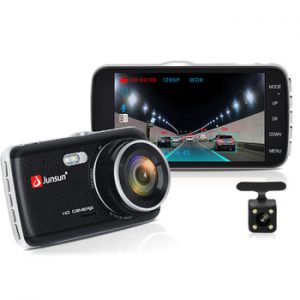 Junsun Auto Dash Camera ADAS Full HD 1296P Drive recorder video registrator Car DVR with rear cameras 4" IPS Screen