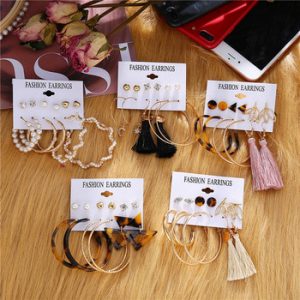 17KM Oversize Heart Hoop Earrings Set Pearl Crystal Earrings For Women Gold Big Circle Earring Set Amazing Price Fashion Jewelry