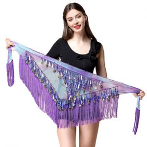 Women belt bellydance scarf hip Belly Dance Accessories Sequins Tassel Triangle Wrap Costume Belt Shawl Chiffon fringe scarf