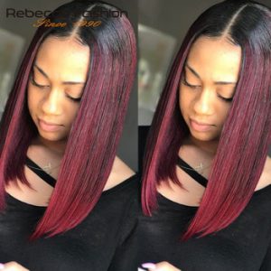 Rebecca lace front human hair wigs For Black Women Peruvian Remy Straight bob lace front wigs ombre human hair wig Free Shipping