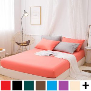 1 pcs Solid Mattress Cover Bed Sheet with Rubber Band Four Corners with Elastic Fitted Sheet Single Double Queen King Size