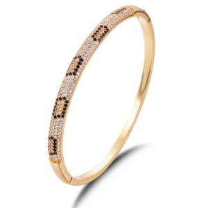 CWWZircons Trendy Micro Pave Cubic Zirconia Silver and Rose Gold Color Love Snake Open Cuff Bangle Bracelet for Women Gift BG032