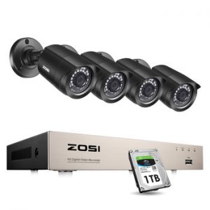 ZOSI H.265+ 8CH CCTV System 4PCS 1080p Outdoor Weatherproof Security Camera DVR Kit Day/Night Home Video Surveillance System