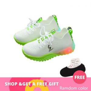 New Children Luminous Shoes Boys Girls Letter Sport Run Sneakers Casual Shoes Fashion Kids Mesh Sport Girl Led Light Shoes