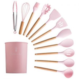 9/10/12PCS Silicone Cooking Utensils Set Non-stick Spatula Shovel Wooden Handle Cooking Tools Set With Storage Box Kitchen Tools