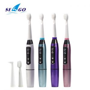 SEAGO Electric Toothbrush Sonic Adult Battery Teeth brush holder with 3 Replacement Brush Heads Waterproof Smart time SG910 Gift