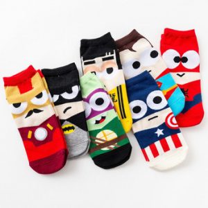 Hot Sale! Women Socks Cotton Superman SpiderMan Captain America Avenge Men Male Short Sock Colorful Breathable Cartoon Socks