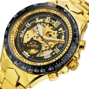 WINNER Official Vintage Fashion Men Mechanical Watches Metal Strap Top Brand Luxury Best Selling Vintage Retro Wristwatches +BOX