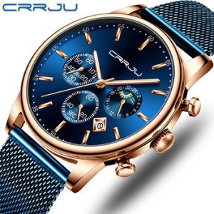 Watch Men Relogio Masculino CRRJU New Fashion Mens Watches with Stainless Steel Top Brand Luxury Sports Chronograph Quartz Watch