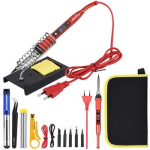 JCD Soldering iron kit adjustable temperature 220V 80W LCD solder welding tools Ceramic heater soldering tips Desoldering Pump