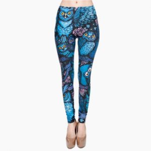 New Hot Night Owl Full Printing Pants Women Clothing Ladies fitness Legging Stretchy Trousers Skinny Leggings