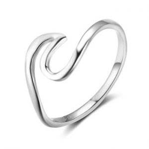 Simple Style 925 Sterling Silver Rings for Women Wave Shape Size Ring 5 6 7 8 9 10 Gift for Friend Fine Jewelry (Lam Hub Fong)