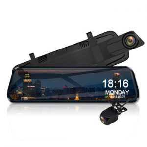 E-ACE 10 Inch Touch Car Dvr Streaming Rear View Mirror Dash Camera  FHD 1080P Video Recorder Dual Lens With Rear View Camera