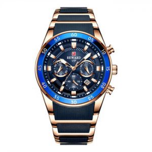 REWARD Brand Mens Watches Luxury Quartz Blue Watch Full Steel Men Chronograph Waterproof Business Wrist Watch Relogio Masculino