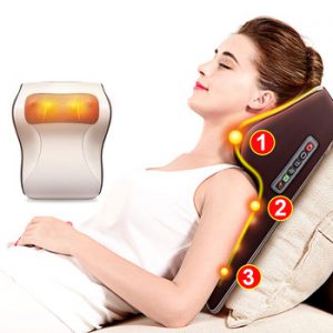 3 in 1 Newest Massage Pillow with Car Home Duel Use Easy Carry Neck Back Shoulder Waist Body Massager Gift Relief Pain EU plugs