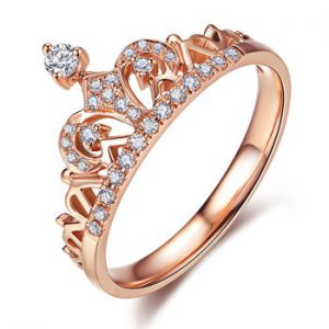 UMODE Crown Rings for Women Cubic Zirconia Rose Gold Promise Rings Fashion Luxury Wedding Engagement Jewelry Accessories UR0217