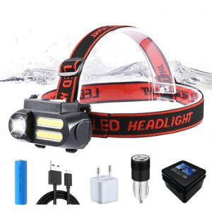 Super Bright LED Headlamp COB Work Light 4 Lighting Mode Waterproof Headlight Powered By 18650 Battery Suit for Night Lighting