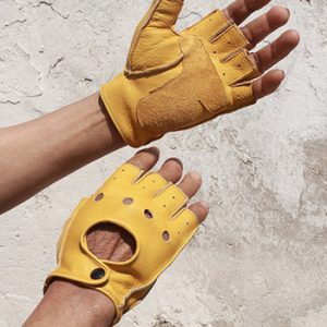 Gours Winter Mens Genuine Leather Fingerless Gloves Black Half-Finger gym Workout Fitness Driving Cowhide Gloves GSM046